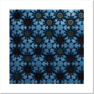 Blue and black abstract ornament pattern boho style Posters and Art